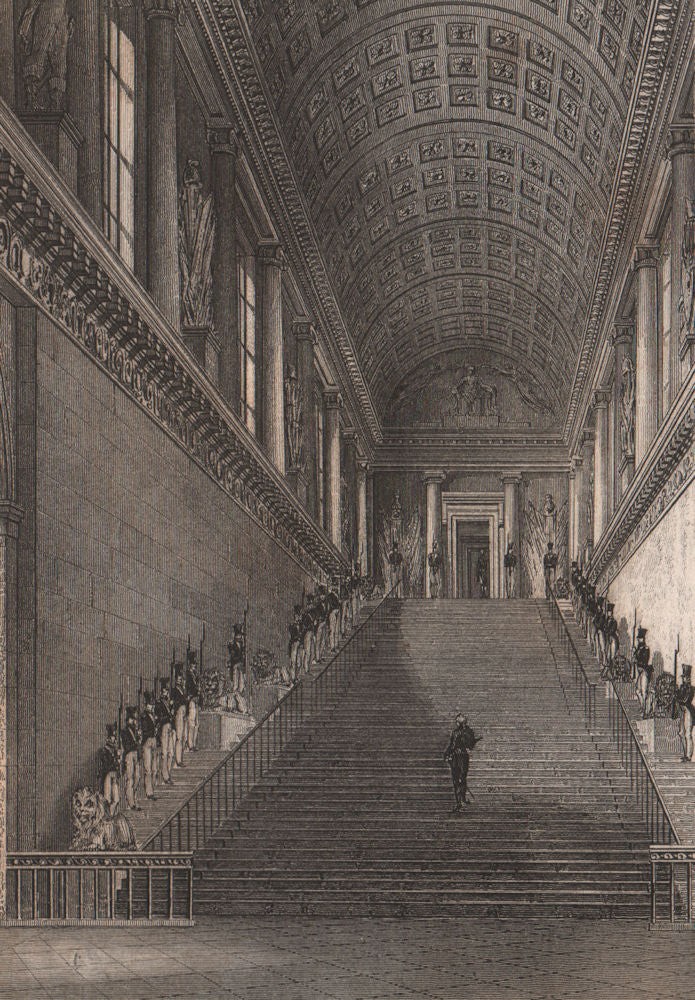 PARIS. L'escalier de la Chambre des Pairs. BICKNELL 1845 old antique print